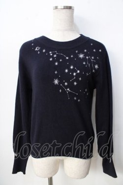 画像1: axes femme / テレスコープラメ刺繍ニット F 紺 Y-25-09-22-066-AX-TO-SZ-ZY