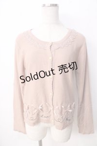 axes femme / 裾刺繍ハート柄カーディガン M アワピンク Y-25-09-22-068-AX-TO-SZ-ZI