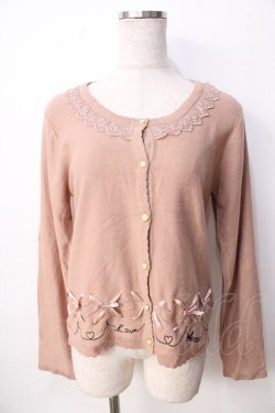 画像1: axes femme / 裾刺繍ハート柄カーディガン M アワピンク Y-25-09-22-068-AX-TO-SZ-ZY