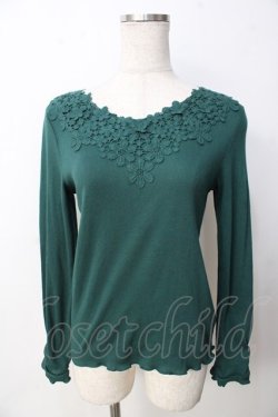 画像1: axes femme / お花レースインナープルオーバー M グリーン Y-25-09-22-070-AX-TO-SZ-ZY