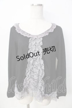 画像1: axes femme / リボンブローチ付Aラインプルオーバー M 黒 Y-25-09-22-073-AX-TO-SZ-ZY