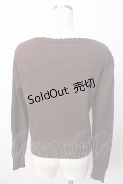 画像2: Emily Temple cute / リボン柄ロゴニットカーディガン  ブラウン Y-25-09-22-078-ET-TO-SZ-ZY