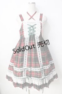 BABY,THE STARS SHINE BRIGHT / タータンチェックベビードールジャンパースカート  グリーン Y-25-09-22-090-BA-OP-SZ-ZY