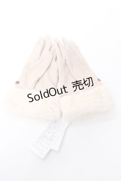 画像2: axes femme / ベロアリボン×ファー手袋  ベージュ Y-25-09-22-014-AX-ZA-SZ-ZY
