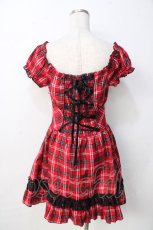 画像2: 【SALE】TRALALA / ラメチェックオフショルワンピース 0 アカ Y-25-09-22-095-LO-OP-SZ-ZT182 (2)