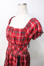画像3: 【SALE】TRALALA / ラメチェックオフショルワンピース 0 アカ Y-25-09-22-095-LO-OP-SZ-ZT182 (3)