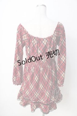 画像2: TRALALA / チェックオフショルチュニック 0 赤 Y-25-09-22-096-LO-OP-SZ-ZY