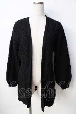 画像1: axes femme / 編みニットコーディガン M 黒 Y-25-09-22-098-AX-TO-SZ-ZY