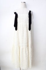 axes femme / リボン付ジャガードワンピース F 生成り Y-25-09-22-104-AX-OP-SZ-ZI