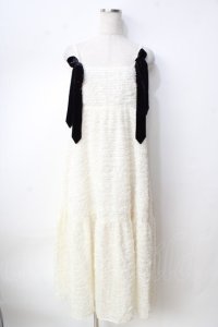 axes femme / リボン付ジャガードワンピース F 生成り Y-25-09-22-104-AX-OP-SZ-ZI
