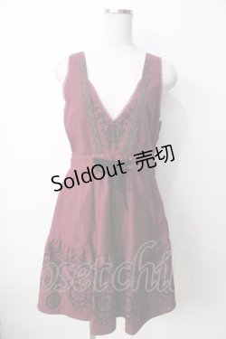 画像1: axes femme / 先染めパネルフロッキーワンピース M ワイン Y-25-09-22-105-AX-OP-SZ-ZI