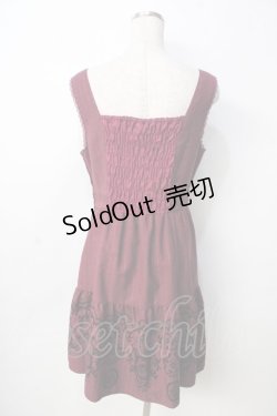 画像2: axes femme / 先染めパネルフロッキーワンピース M ワイン Y-25-09-22-105-AX-OP-SZ-ZI