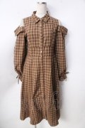 axes femme / ボリューム袖チェックワンピース F 茶 Y-25-09-22-108-AX-OP-SZ-ZY