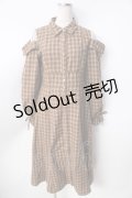 axes femme / ボリューム袖チェックワンピース F 茶 Y-25-09-22-108-AX-OP-SZ-ZI