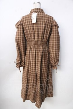 画像2: axes femme / ボリューム袖チェックワンピース F 茶 Y-25-09-22-108-AX-OP-SZ-ZY