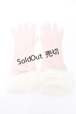 画像1: Emily Temple cute / ファー付ニットグローブ  ピンク Y-25-09-22-017-ET-ZA-SZ-ZY