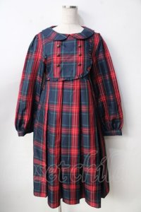 FLC / 皆方由衣コラボ MINA*タータンチェックワンピース M 紺 Y-25-09-22-114-LO-OP-SZ-ZY