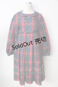 FLC / 皆方由衣コラボ MINA*タータンチェックワンピース M 紺 Y-25-09-22-114-LO-OP-SZ-ZY
