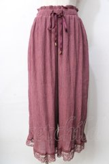axes femme / 裾レース楊柳ワイドパンツ  ピンク Y-25-09-22-121-AX-PA-SZ-ZT011