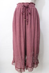 axes femme / 裾レース楊柳ワイドパンツ  ピンク Y-25-09-22-121-AX-PA-SZ-ZT011