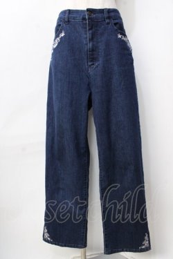 画像1: axes femme / バラ刺繍カラーデニムパンツ  デニム Y-25-09-22-123-AX-PA-SZ-ZY