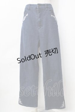 画像1: axes femme / バラ刺繍カラーデニムパンツ  デニム Y-25-09-22-123-AX-PA-SZ-ZY