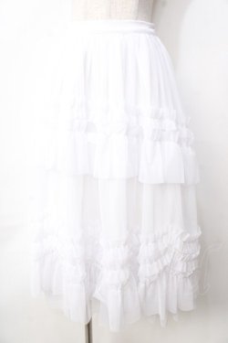 画像1: Fickle Bebe / フリルチュールスカート  白 Y-25-09-22-124-0-SK-SZ-ZY