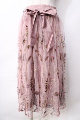 axes femme / ボタニカル刺繍スカート  ピンク Y-25-09-22-133-AX-SK-SZ-ZT162