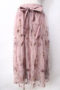 axes femme / ボタニカル刺繍スカート  ピンク Y-25-09-22-133-AX-SK-SZ-ZT162