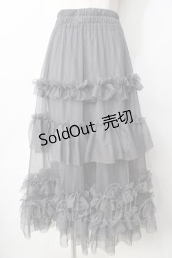 画像1: axes femme / フリルチュールティアードスカート  グレー Y-25-09-22-136-AX-SK-SZ-ZY