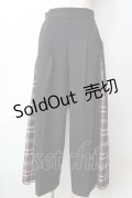 axes femme / サイドチェックワイドパンツ  黒 Y-25-09-22-138-AX-PA-SZ-ZY