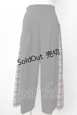 画像1: axes femme / サイドチェックワイドパンツ  黒 Y-25-09-22-138-AX-PA-SZ-ZY