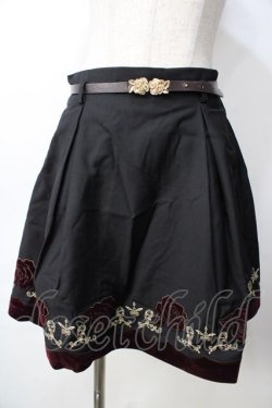 画像1: axes femme POETIQUE / 薔薇ベロア刺繍ミニスカート  黒 Y-25-09-22-141-AX-SK-SZ-ZY
