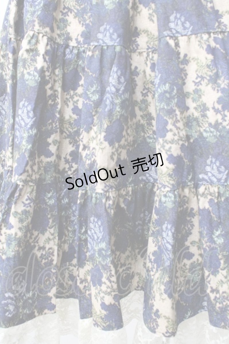 画像3: metamorphose / ゴブランブーケティアードスカート（ミニ丈）  青 Y-25-09-22-155-ME-SK-SZ-ZY (3)
