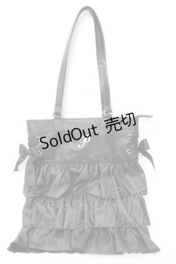 画像1: axes femme POETIQUE / 合皮フリルトートバック  黒 Y-25-09-22-021-AX-BG-SZ-ZY