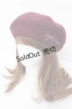 画像1: axes femme POETIQUE / リボン刺繍フェルトベレー  ワイン Y-25-09-22-028-AX-AC-SZ-ZT1008Y