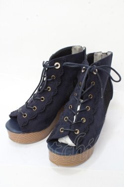 画像1: axes femme / レース使いシューズ M 紺 Y-25-09-22-036-AX-SH-SZ-ZY
