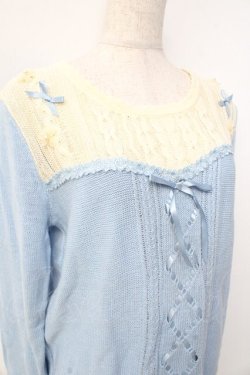 画像3: axes femme POETIQUE / ビスチェ切替ニットプルオーバー  サックス Y-25-09-25-037-AX-TO-SZ-ZY