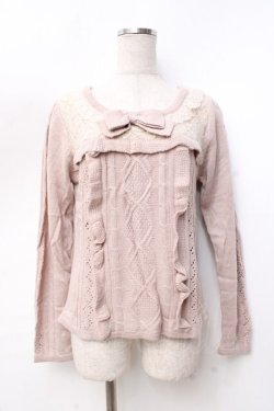 画像1: axes femme / リボン付きニット  ピンク Y-25-09-25-039-AX-TO-SZ-ZY