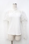 evelyn / レースパフスリーブカットソー  白 Y-25-09-25-043-LO-TO-SZ-ZT0930A