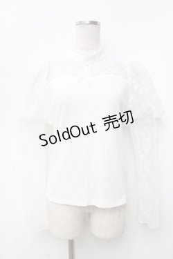 画像1: evelyn / レースパフスリーブカットソー  白 Y-25-09-25-043-LO-TO-SZ-ZT285