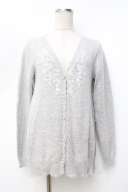 画像1: axes femme / リボン刺繍カーディガン M グレー Y-25-09-25-051-AX-TO-SZ-ZY