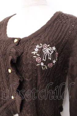 画像3: axes femme POETIQUE / 刺繍入りふりふりニットボレロ  茶 Y-25-09-25-052-AX-TO-SZ-ZY