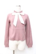 axes femme POETIQUE / リボン付きニットプルオーバー  ピンク Y-25-09-25-056-AX-TO-SZ-ZI