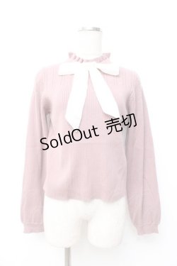 画像1: axes femme POETIQUE / リボン付きニットプルオーバー  ピンク Y-25-09-25-056-AX-TO-SZ-ZI