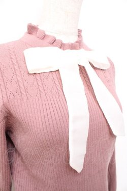 画像3: axes femme POETIQUE / リボン付きニットプルオーバー  ピンク Y-25-09-25-056-AX-TO-SZ-ZY