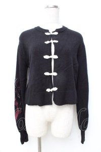 axes femme / タッセル刺繍チャイナ風カーディガン  黒 Y-25-09-25-058-AX-TO-SZ-ZI