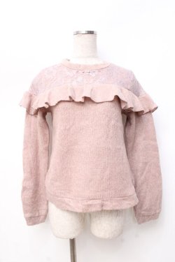 画像1: axes femme / 肩デザインアンサンブルニット M 淡ピンク Y-25-09-25-061-AX-TO-SZ-ZY