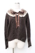 axes femme / ファー付きニット M 茶 Y-25-09-25-062-AX-TO-SZ-ZI