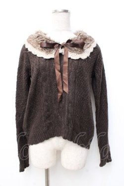 画像1: axes femme / ファー付きニット M 茶 Y-25-09-25-062-AX-TO-SZ-ZY